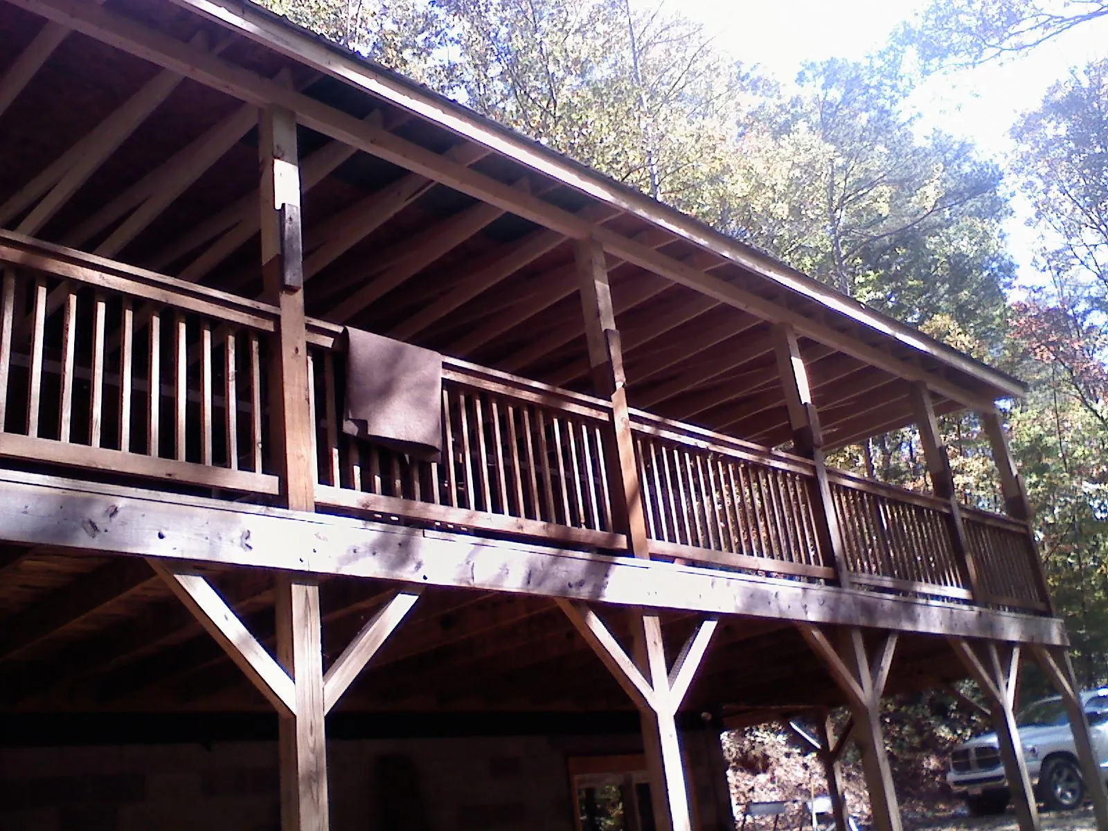 Timber framing under a new elevated porch and deck — Roof Leak Repair in Piscataway by Roofing Brothers